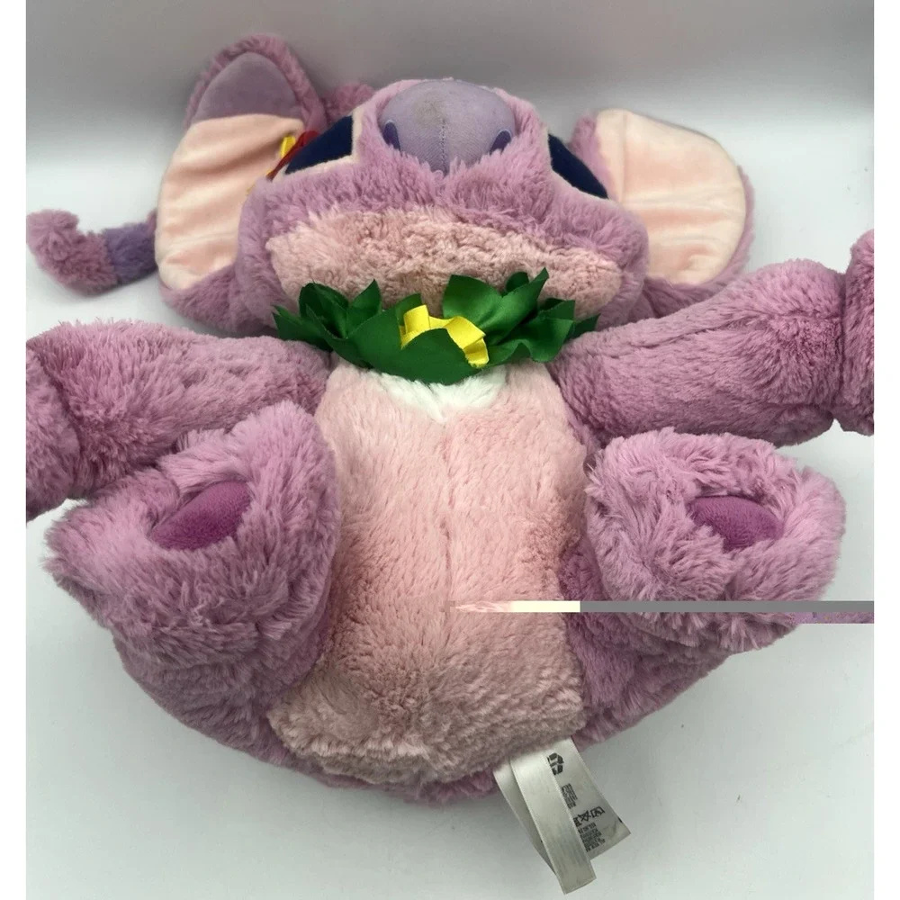 Disney Angel Stitch Plush Pink Stuffed Animal Flower Lei Lilo & Stitch Toy